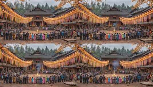 苗寨传统祭祀仪式祈福风调雨顺高清在线视频素材下载