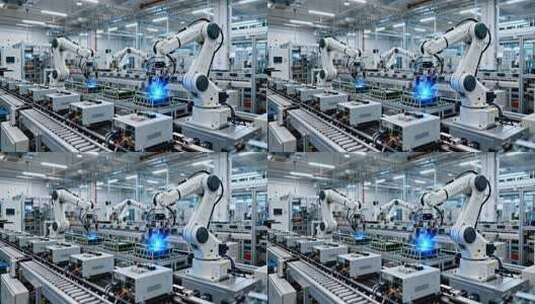 工厂机械臂自动化生产线高清在线视频素材下载