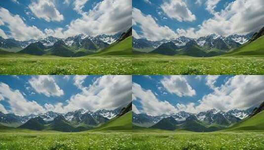 草原雪山自然风光全景高清在线视频素材下载