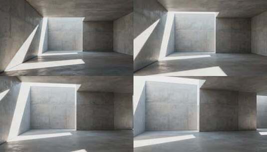 极简工业风水泥空间光影建筑场景高清在线视频素材下载