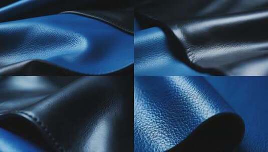 蓝色皮革面料特写高清在线视频素材下载