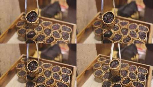 江西婺源篁岭特色小吃黑米团子高清在线视频素材下载