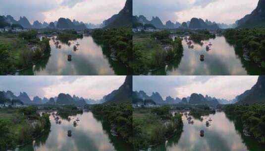 广西桂林漓江山水风光航拍高清在线视频素材下载