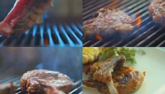 大厨烤牛排牛肉煎牛排切新鲜牛肉黑椒牛排高清在线视频素材下载