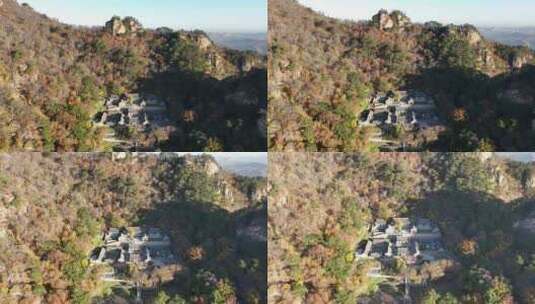 航拍辽宁千山大安寺高清在线视频素材下载