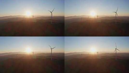 山顶风力发电机高清在线视频素材下载