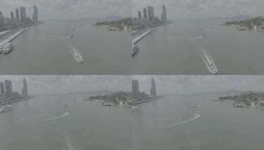 厦门市第一码头邮轮码头轮渡鹭江道船在海上高清在线视频素材下载