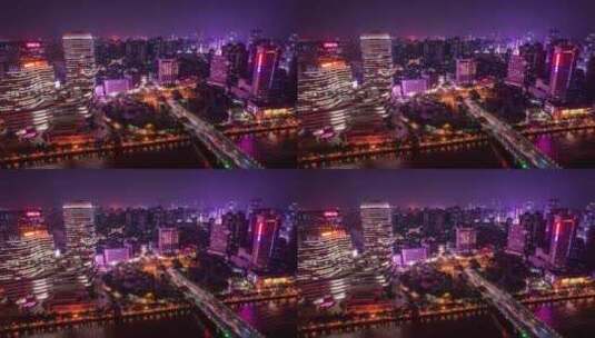 广州_城市地标_夜景航拍延时_海珠广场高清在线视频素材下载