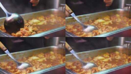 中国民间传统美食小吃，卤麻辣牛杂高清在线视频素材下载