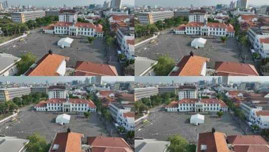 印尼雅加达老城法塔西拉广场航拍建筑风光高清在线视频素材下载