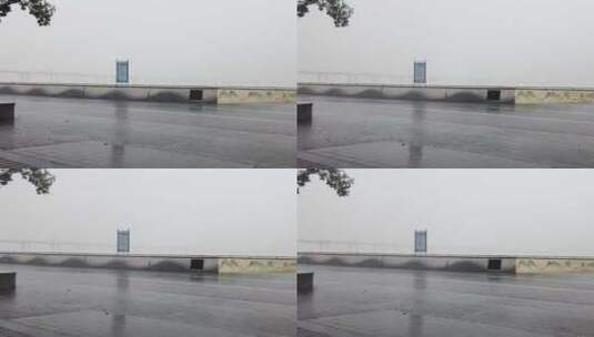 杭州钱塘江傍晚下暴雨空镜头高清在线视频素材下载