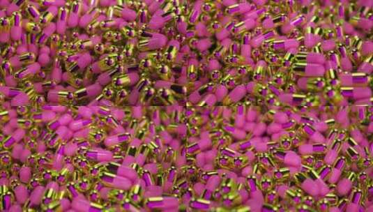3D动画中的金属粉色和金色胶囊高清在线视频素材下载