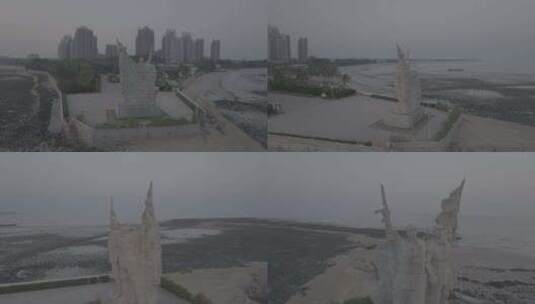 海南临高角解放海南纪念碑航拍高清在线视频素材下载