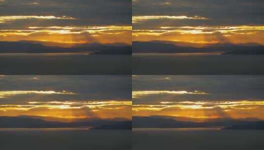 湖面唯美日落，自然风云变化高清在线视频素材下载