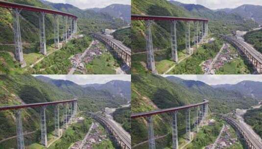 京昆高速雅西高速段干海子特大桥白昼航拍高清在线视频素材下载