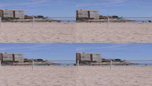 西班牙贝尼多姆镇夏季海滩的肖像镜头高清在线视频素材下载