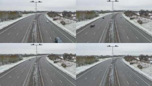 特写被大雪覆盖的城市街道和车辆高清在线视频素材下载
