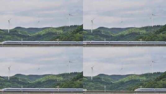 复兴号高速列车低碳出行磁悬浮风力发电高清在线视频素材下载