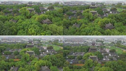 江苏苏州敕建报恩禅寺航拍高清在线视频素材下载