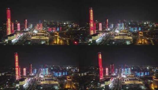 广东东莞鸿福路CBD城市夜景灯光航拍高清在线视频素材下载