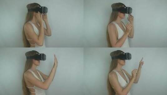 女性与虚拟现实的现代技术高清在线视频素材下载