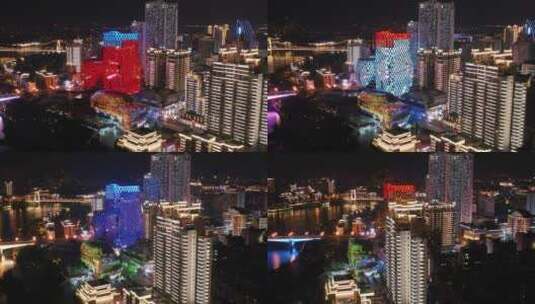 柳州市夜景航拍柳州市高楼航拍柳州航拍夜景高清在线视频素材下载