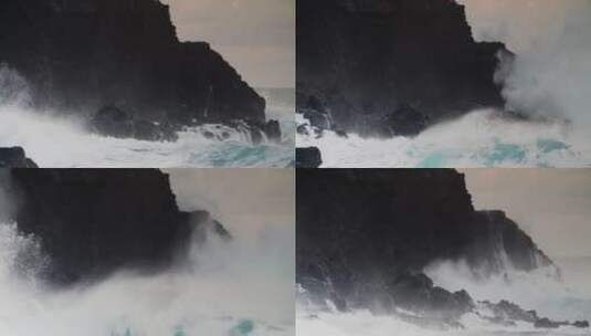 海浪冲击海岸慢镜头高清在线视频素材下载