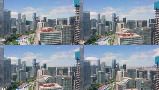 深圳腾讯滨海大厦远景航拍上升高清在线视频素材下载
