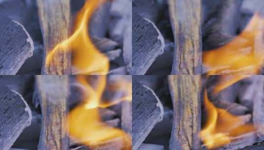 被火烧毁的木头高清在线视频素材下载