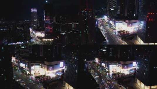 深圳龙华壹城中心夜景航拍高清在线视频素材下载