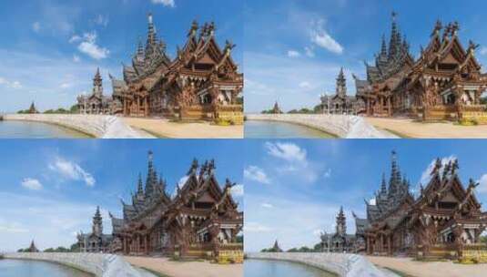 泰国芭提雅真理圣殿的延时高清在线视频素材下载