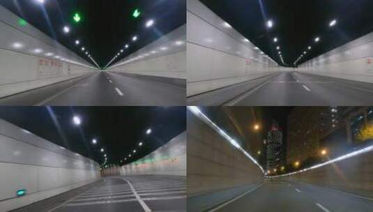 上海封城中夜景隧道高清在线视频素材下载