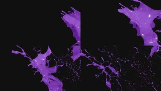 紫色液体颜料泼洒飞溅 (3)高清在线视频素材下载