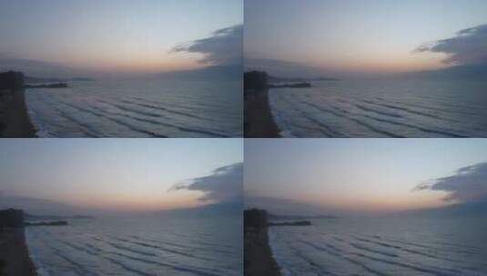 惠州双月湾海边清晨日出航拍高清在线视频素材下载