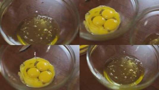 蛋黄和白色在不同的菜肴高清在线视频素材下载