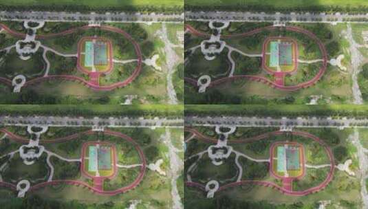 航拍湖北荆州体育公园高清在线视频素材下载
