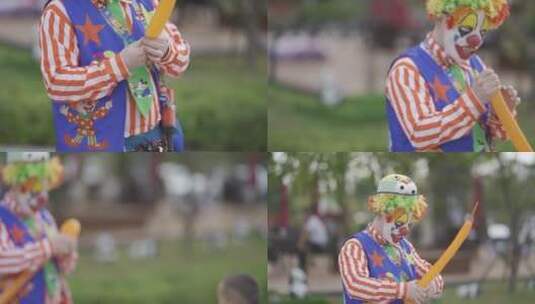 小丑在吹气球高清在线视频素材下载