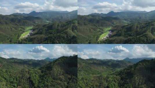 群山怀抱的村庄高清在线视频素材下载