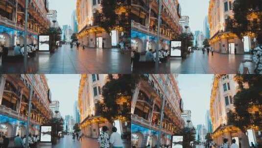 南京路步行街城市风光高清在线视频素材下载