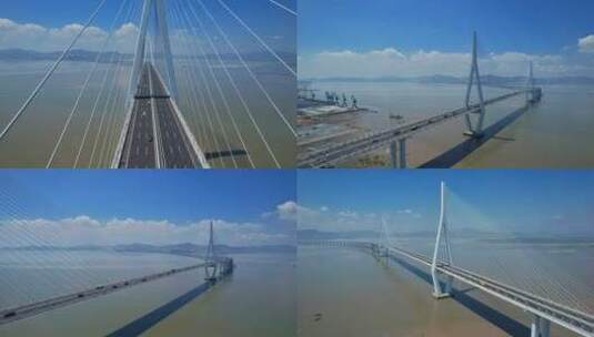 航拍厦漳大桥建筑风光合集高清在线视频素材下载