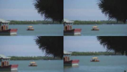 昆明湖湖水景区游船划船颐和园高清在线视频素材下载