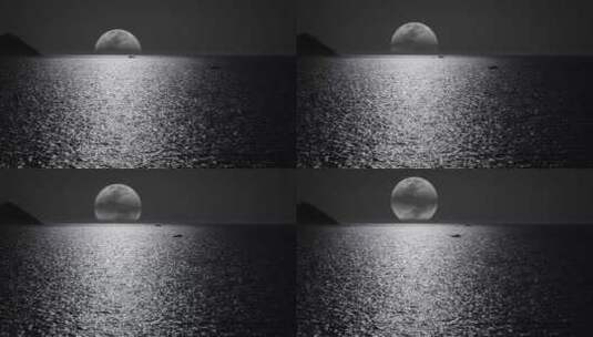 唯美夜晚海面月亮月光高清在线视频素材下载