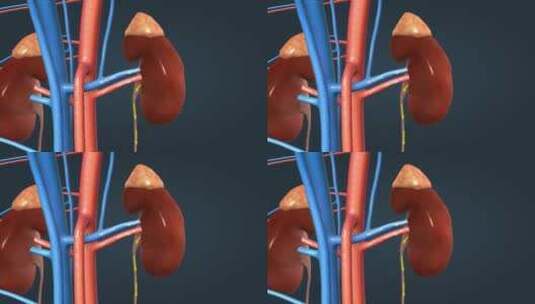医学人体肾脏肾盏尿液形成过程高清在线视频素材下载