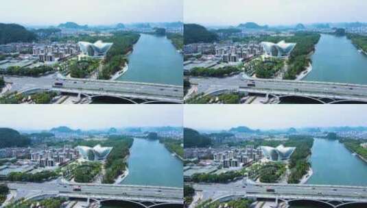 桂林市区航拍漓江风景城市风光高清在线视频素材下载