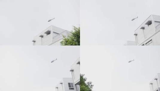 在天空盘旋的直升机高清在线视频素材下载