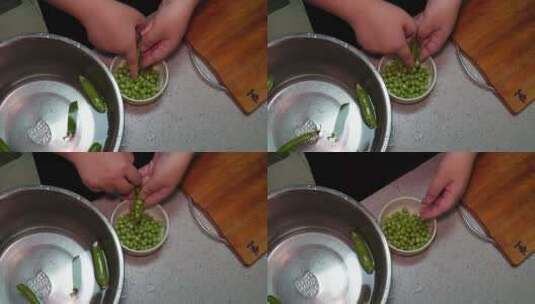 清洗豌豆青豆处理食材高清在线视频素材下载