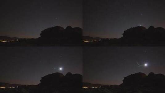 深夜山谷上美丽蓝色的星空背景元素高清在线视频素材下载