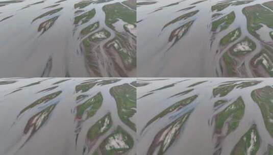 鄱阳湖枯水季自然湖滩景观航拍视频高清在线视频素材下载