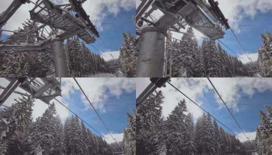 滑雪椅升降机在轨道上滑行高清在线视频素材下载