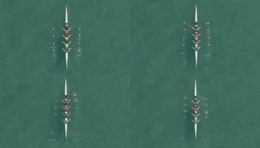 皮划艇运动员在风景秀丽的山湖中划桨高清在线视频素材下载